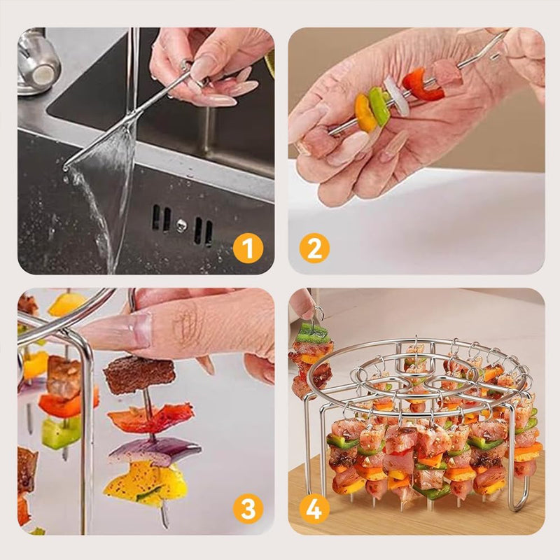 🔥 Crispy Restaurant-Style Kebabs At Home – Vertical Air Fryer Skewer Rack 🍢