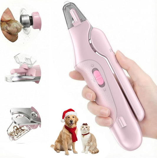 2 in 1 Dog & Cat Nail Clippers Trimmers, USB Rechargeable Dogs Nail Trimmer with Catcher & 2 LED Lights