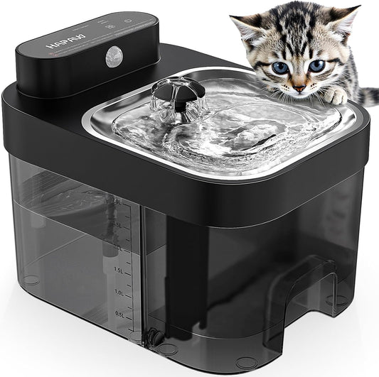 Automatic Wireless Pet Water Fountain with Wastewater Separation Design, Filter-Free Large Capacity Drinking Fountain for Indoor Cats & Small Pets