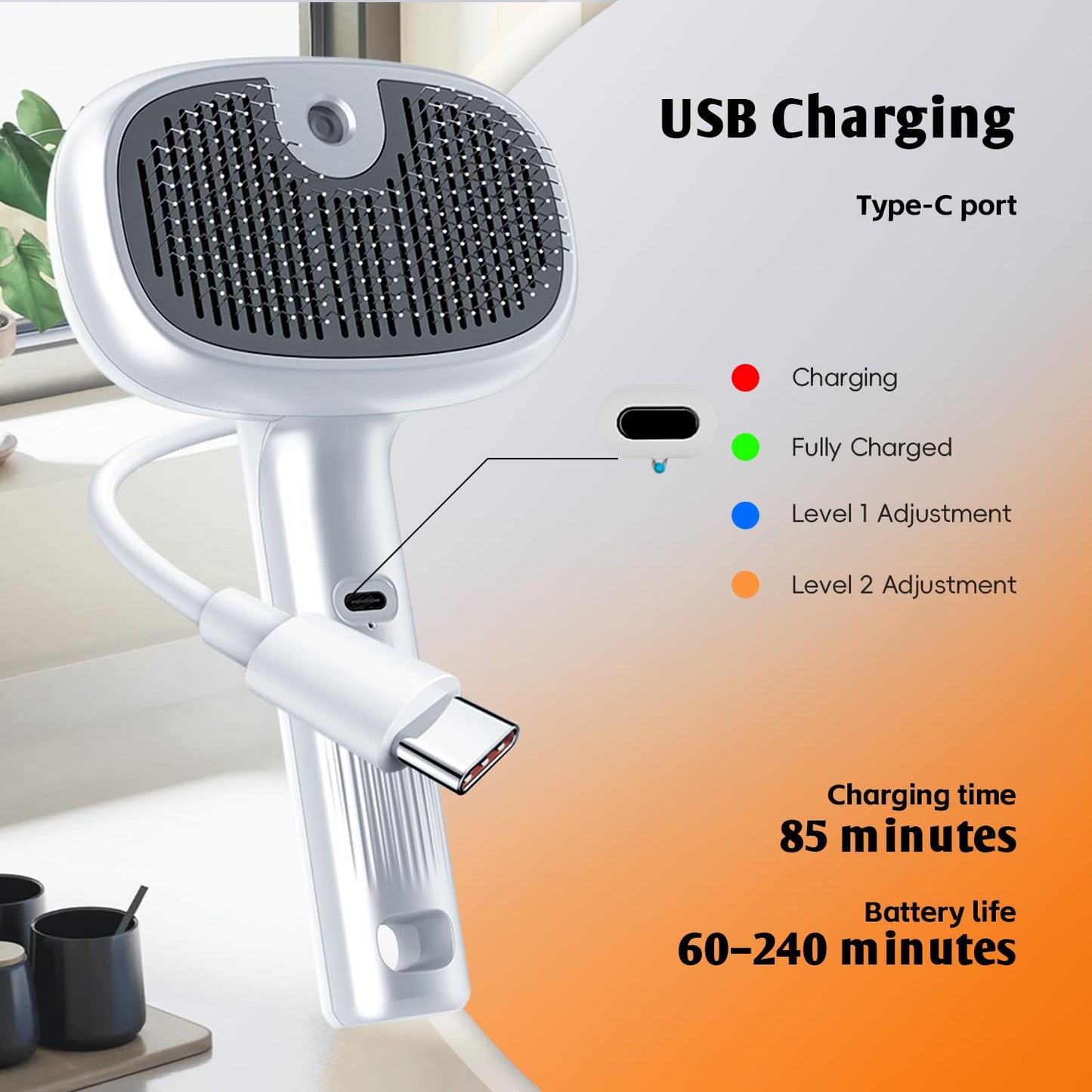 4-in-1 Pet Steam Brush for Dogs & Cats, Grooming Brush with Steam, Massage, Shedding & Bathing Functions