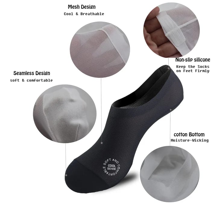 🔥Ultra Thin Liner Socks Non Slip ComBed Cotton No Show Socks（3 pairs）