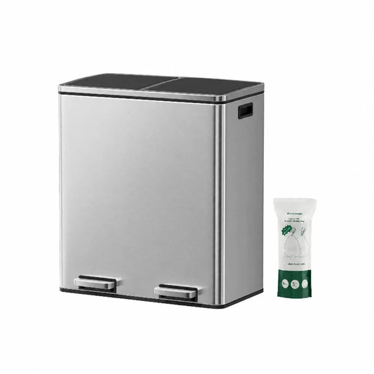 Dual Compartment Stainless Steel Trash Can