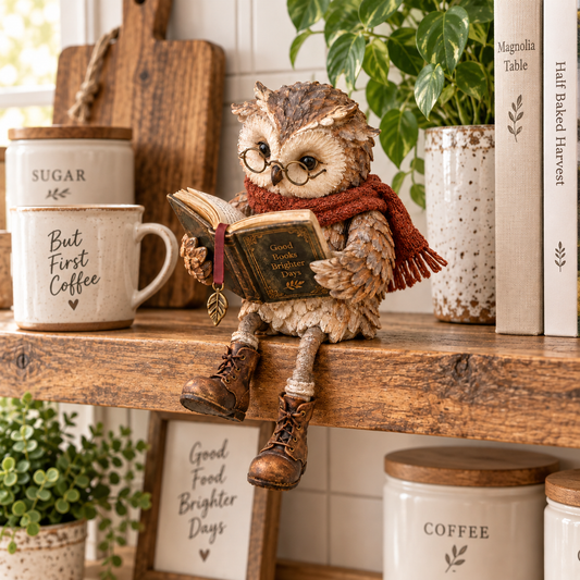 🦉 Reading Owl Figurine – Cute Book Lover Gift for Bookworms, Teachers & Librarians | Cozy Bookshelf Decor 📚