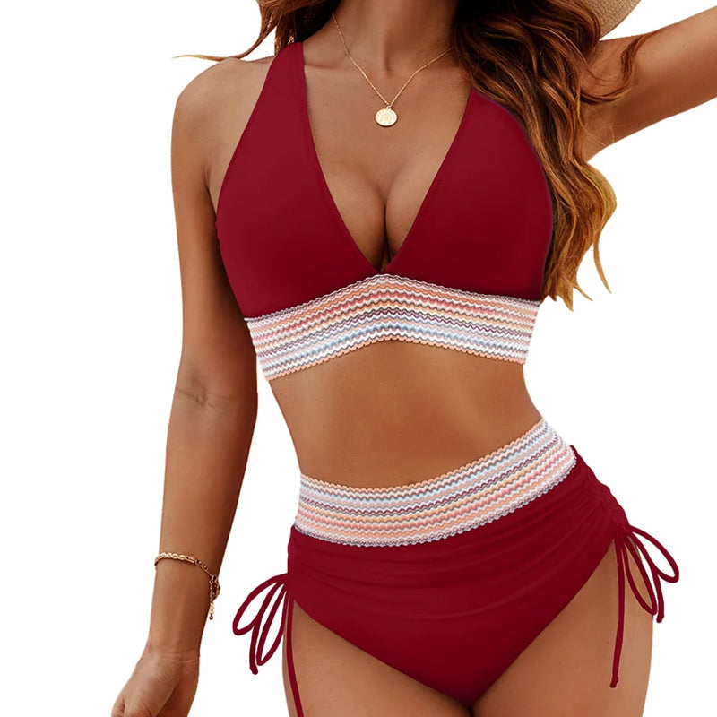 ☀️Vacation Sale 49% OFF🏖️High-Waist Shapewear Bikini Sets – Colour Block Design with Tummy Control