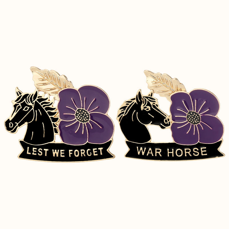 🐴 Purple Poppy & Horse Memorial Brooch – 111th Anniversary Antique-Style Keepsake 💜