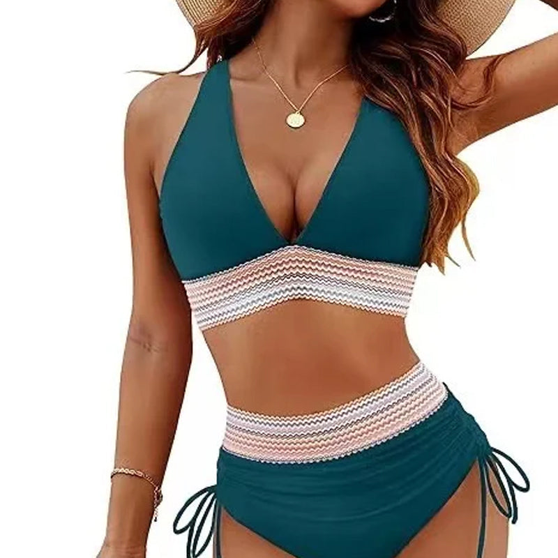 ☀️Vacation Sale 49% OFF🏖️High-Waist Shapewear Bikini Sets – Colour Block Design with Tummy Control