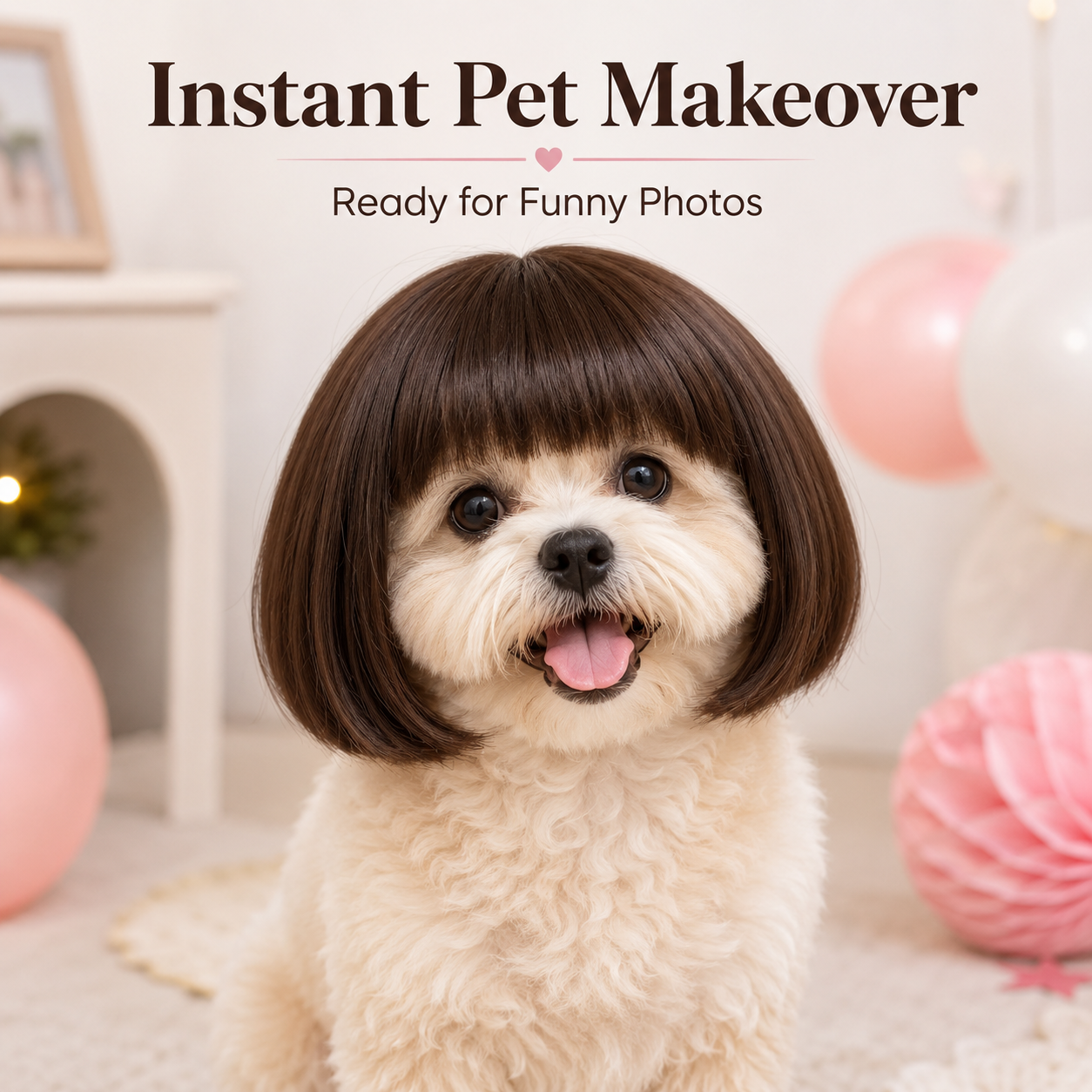 🐶🐱Cute Short Hair Wig Pet Headband, Funny Pet Wig Hair Accessories for Dogs & Cats