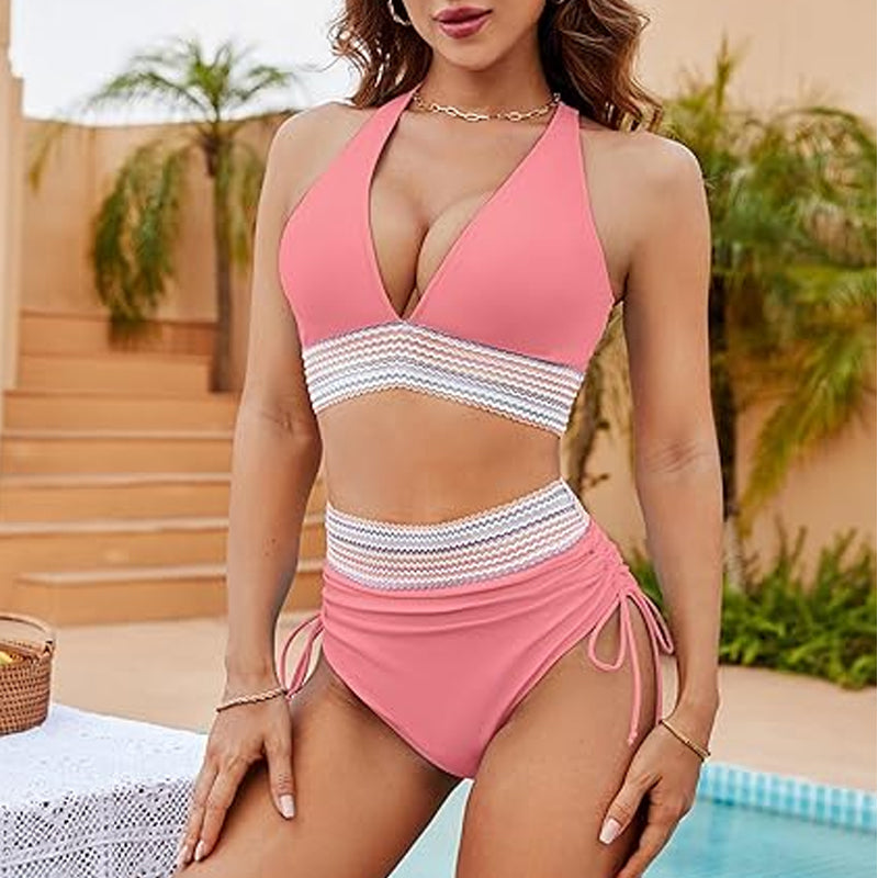 ☀️Vacation Sale 49% OFF🏖️High-Waist Shapewear Bikini Sets – Colour Block Design with Tummy Control