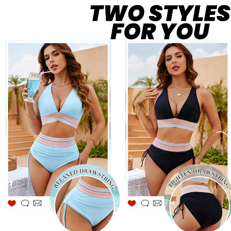 ☀️Vacation Sale 49% OFF🏖️High-Waist Shapewear Bikini Sets – Colour Block Design with Tummy Control