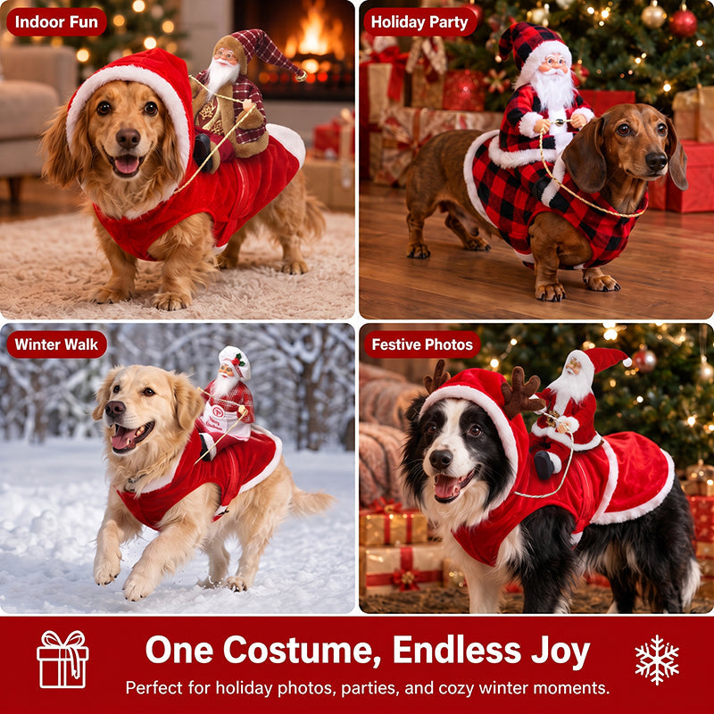 🎅 Santa’s Little Rider – Pet Christmas Costume for the Most Festive Furry Friend 🐕