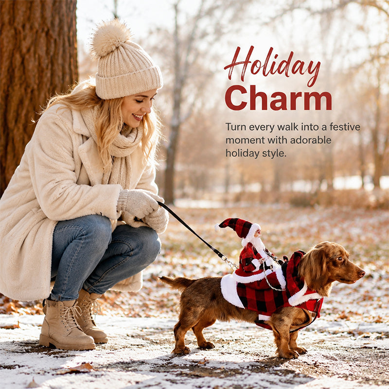 🎅 Santa’s Little Rider – Pet Christmas Costume for the Most Festive Furry Friend 🐕