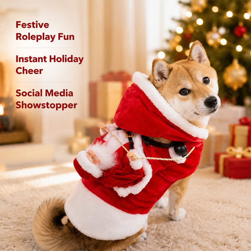 🎅 Santa’s Little Rider – Pet Christmas Costume for the Most Festive Furry Friend 🐕