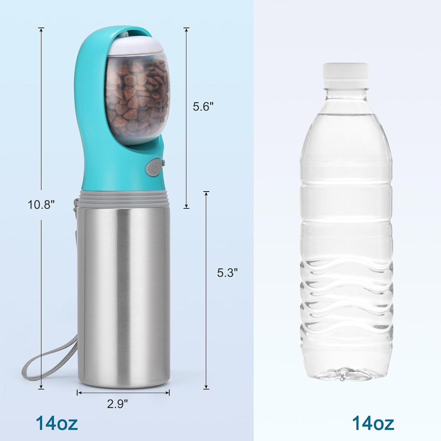 Portable Stainless Steel Pet Water Dispenser with Foldable Drinking Bowl, Leak Proof Puppy Water Bottle