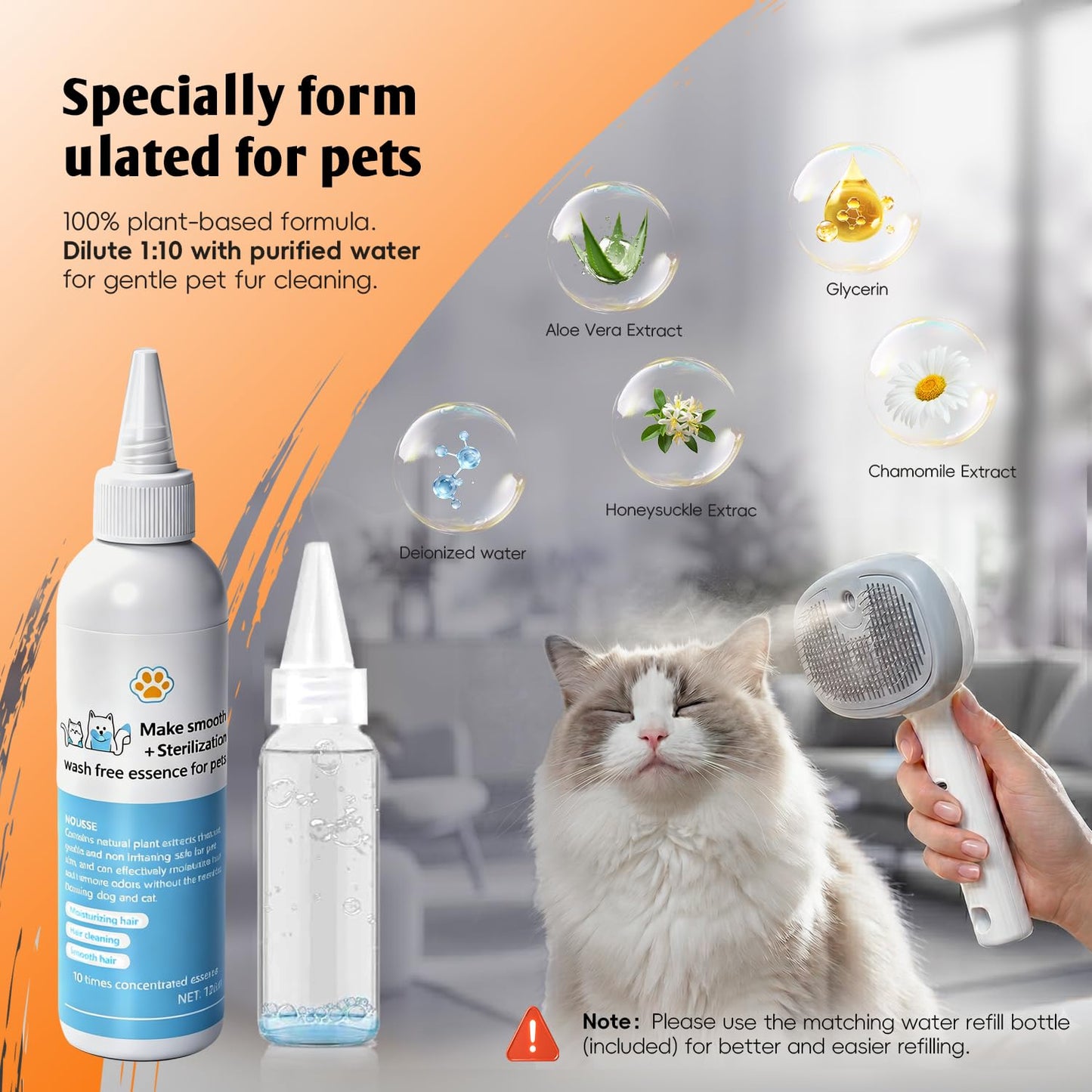 4-in-1 Pet Steam Brush for Dogs & Cats, Grooming Brush with Steam, Massage, Shedding & Bathing Functions
