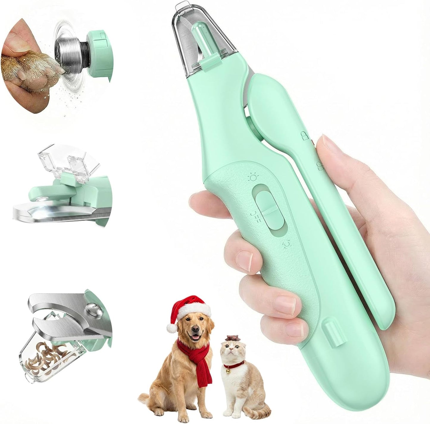 2 in 1 Dog & Cat Nail Clippers Trimmers, USB Rechargeable Dogs Nail Trimmer with Catcher & 2 LED Lights