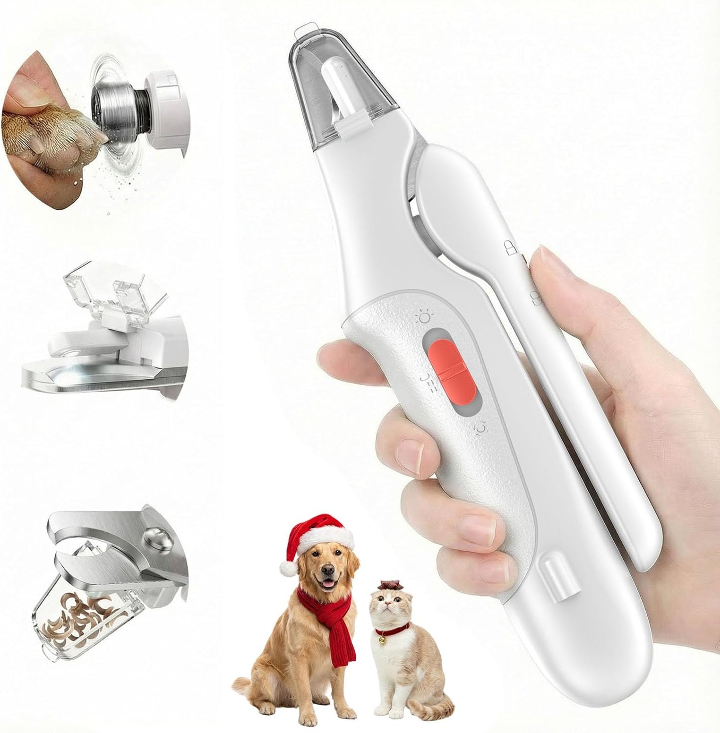 2 in 1 Dog & Cat Nail Clippers Trimmers, USB Rechargeable Dogs Nail Trimmer with Catcher & 2 LED Lights