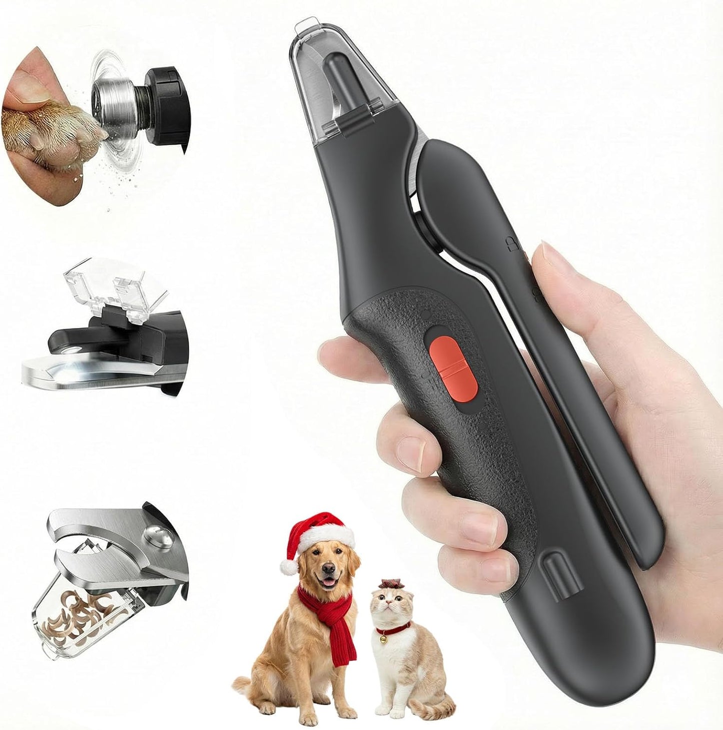2 in 1 Dog & Cat Nail Clippers Trimmers, USB Rechargeable Dogs Nail Trimmer with Catcher & 2 LED Lights