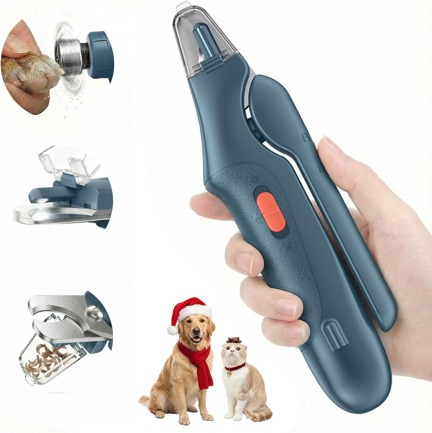 2 in 1 Dog & Cat Nail Clippers Trimmers, USB Rechargeable Dogs Nail Trimmer with Catcher & 2 LED Lights