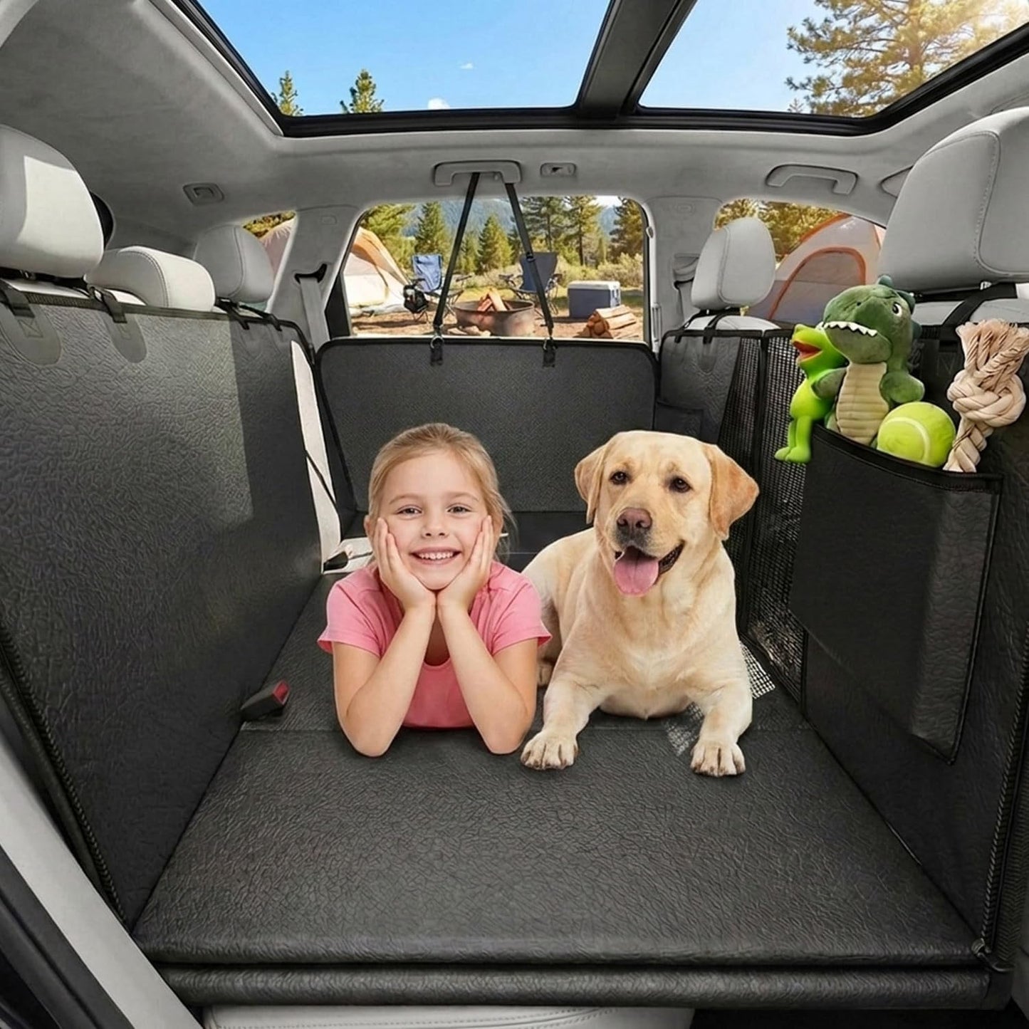600D Waterproof Dog Car Seat Cover, Scratch-Resistant Non-Slip Pet Hammock