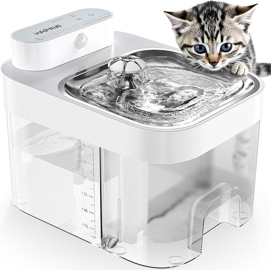 Automatic Wireless Pet Water Fountain with Wastewater Separation Design, Filter-Free Large Capacity Drinking Fountain for Indoor Cats & Small Pets