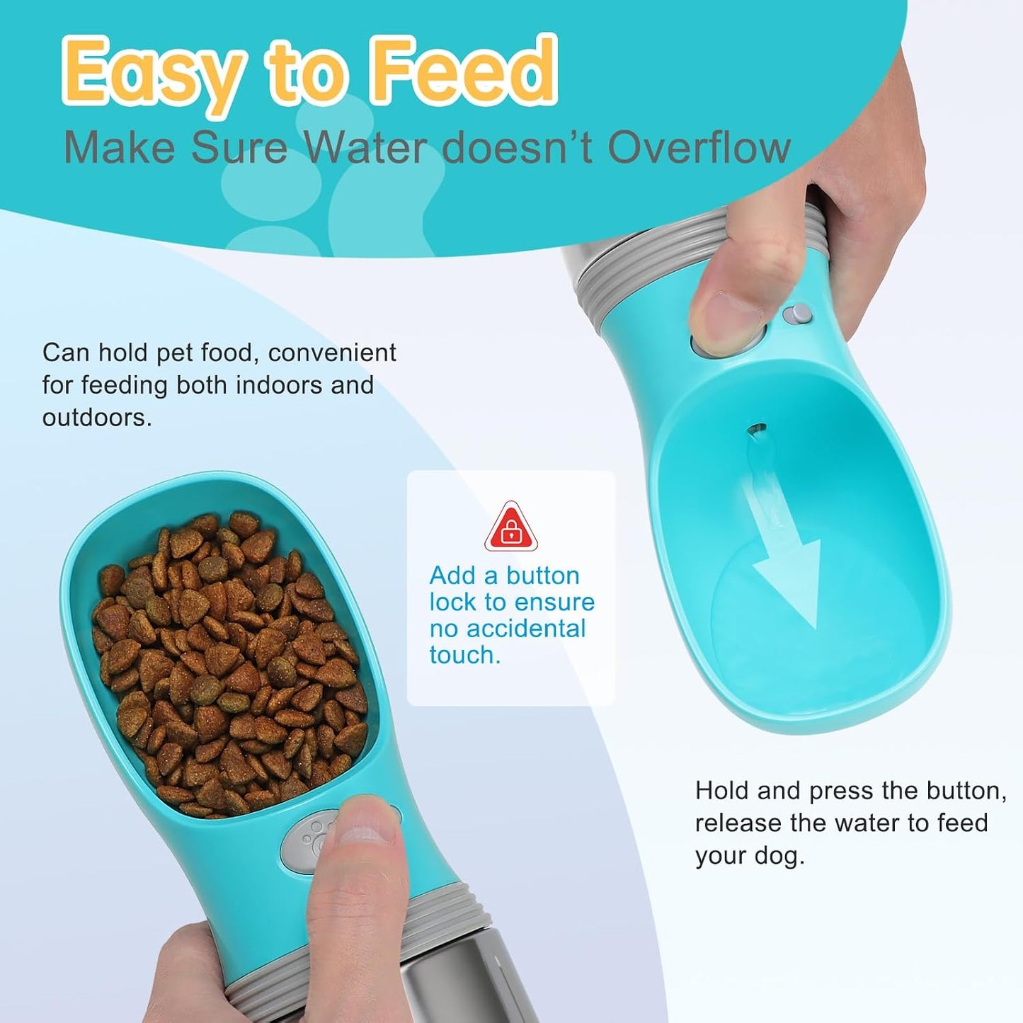 Portable Stainless Steel Pet Water Dispenser with Foldable Drinking Bowl, Leak Proof Puppy Water Bottle