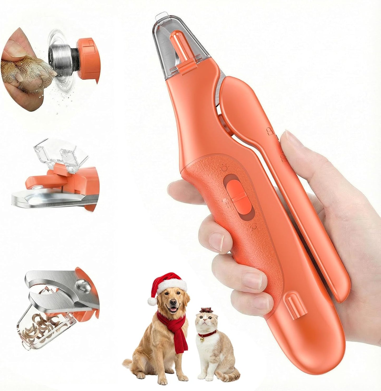 2 in 1 Dog & Cat Nail Clippers Trimmers, USB Rechargeable Dogs Nail Trimmer with Catcher & 2 LED Lights