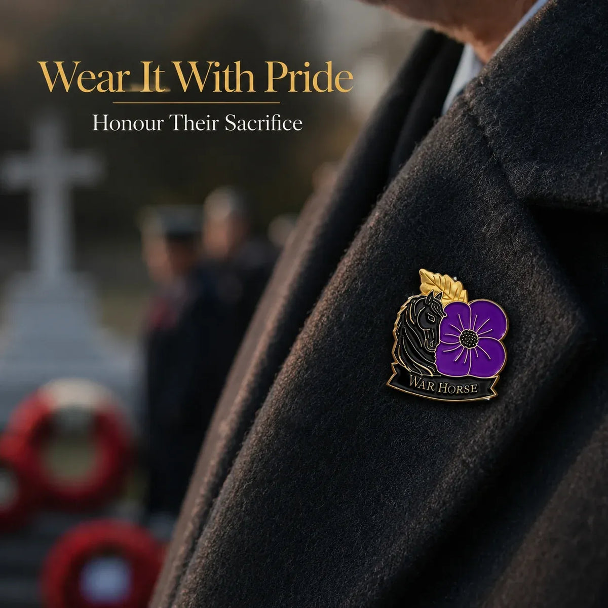 🐴 Purple Poppy & Horse Memorial Brooch – 111th Anniversary Antique-Style Keepsake 💜