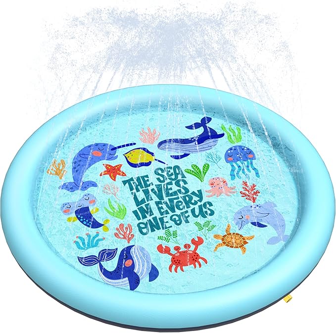 Dog Splash Pad, Anti-Slip Outdoor Sprinkler Pool Mat for Dogs & Kids, Durable PVC