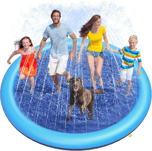 Dog Splash Pad, Anti-Slip Outdoor Sprinkler Pool Mat for Dogs & Kids, Durable PVC