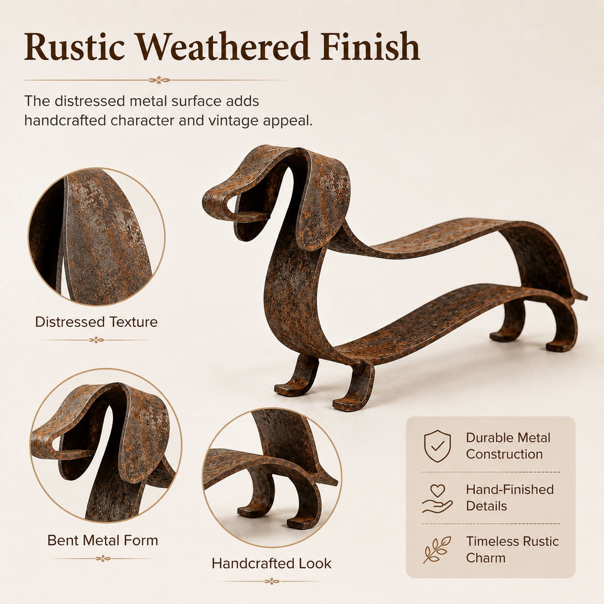 Rustic Dachshund Metal Sculpture🐶