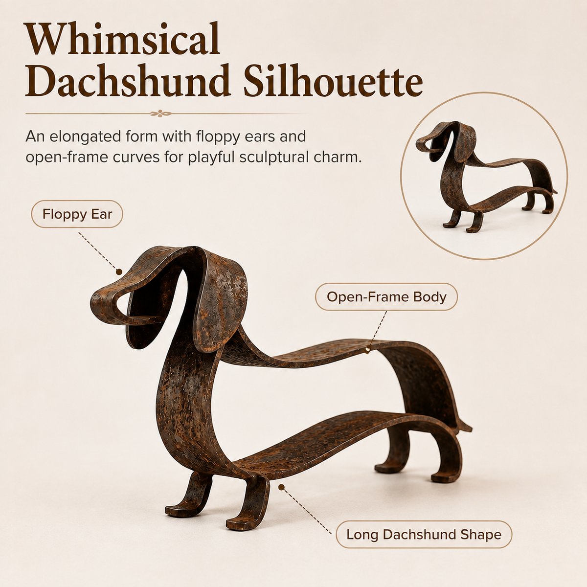Rustic Dachshund Metal Sculpture🐶