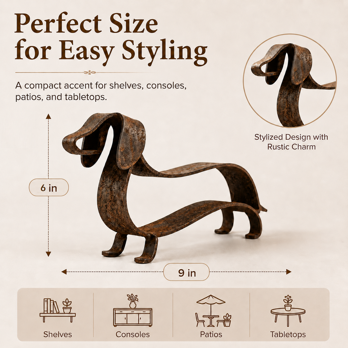 Rustic Dachshund Metal Sculpture🐶