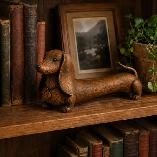🐾Vintage Dachshund Figurine Rustic Wooden Dog Statue Decor for Dog Lovers