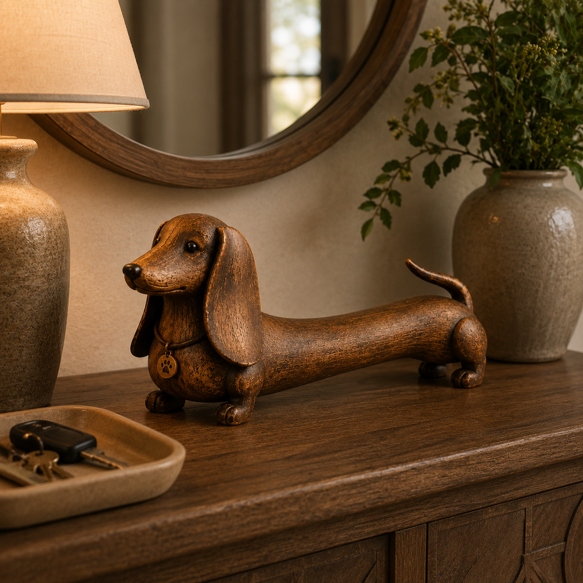 🐾Vintage Dachshund Figurine Rustic Wooden Dog Statue Decor for Dog Lovers