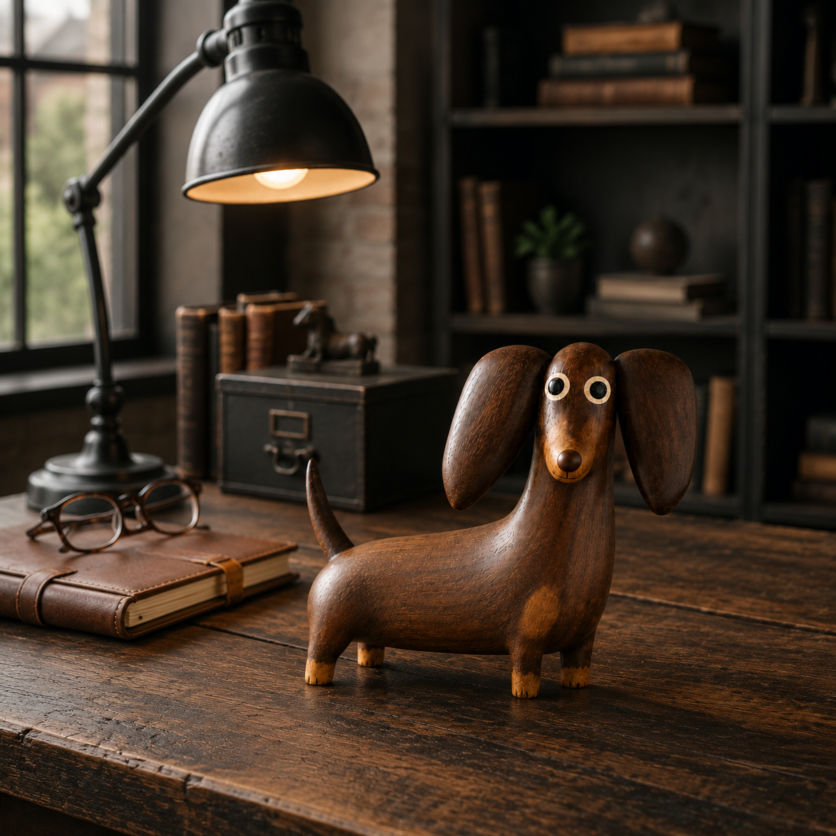 💡Whimsical Wood-Look Dachshund Sculpture🐶