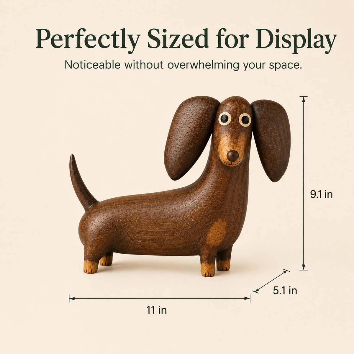 💡Whimsical Wood-Look Dachshund Sculpture🐶