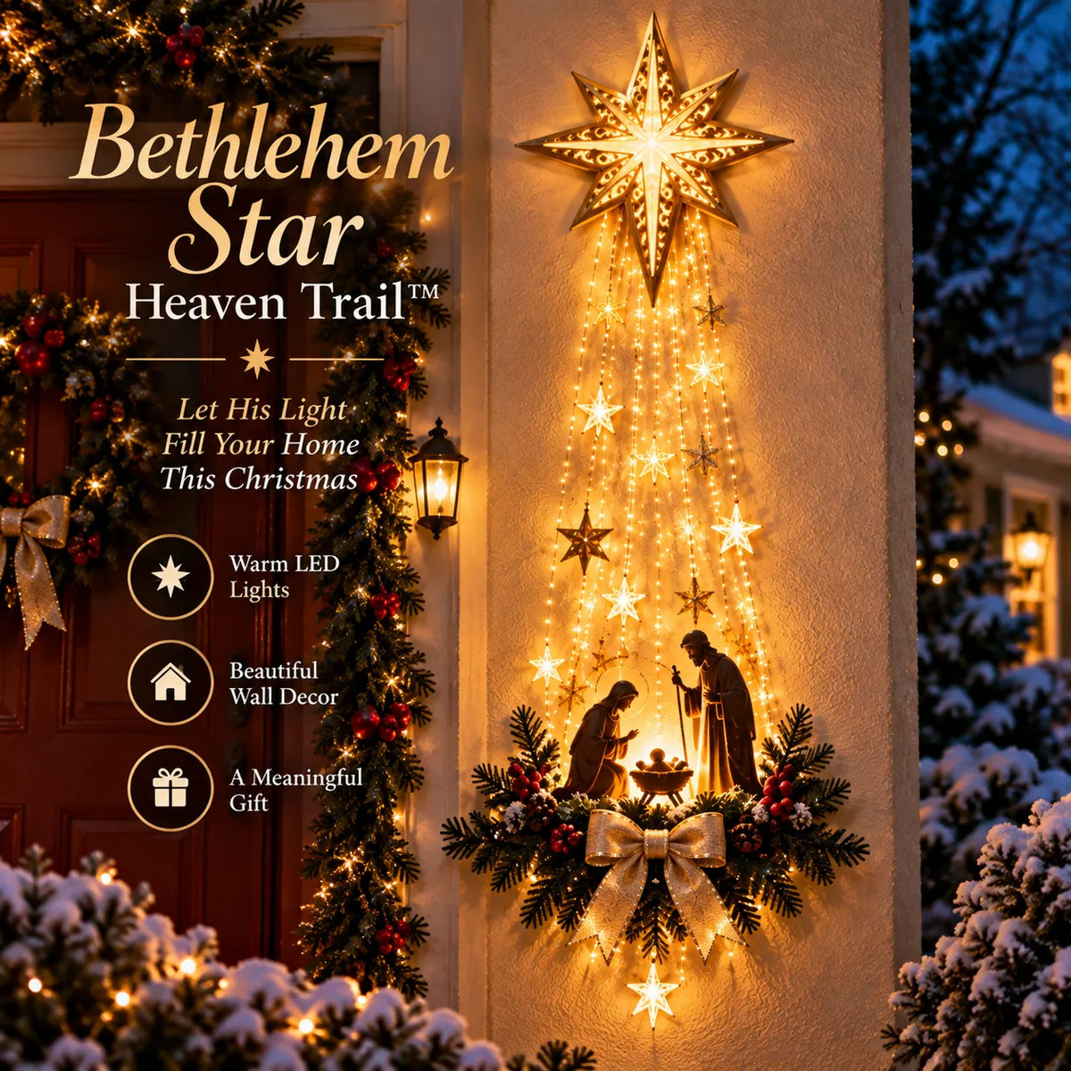 ✨Last Day 49% OFF✨✝️ Bethlehem Star of Faith™ – Lighted Nativity Wall Decor