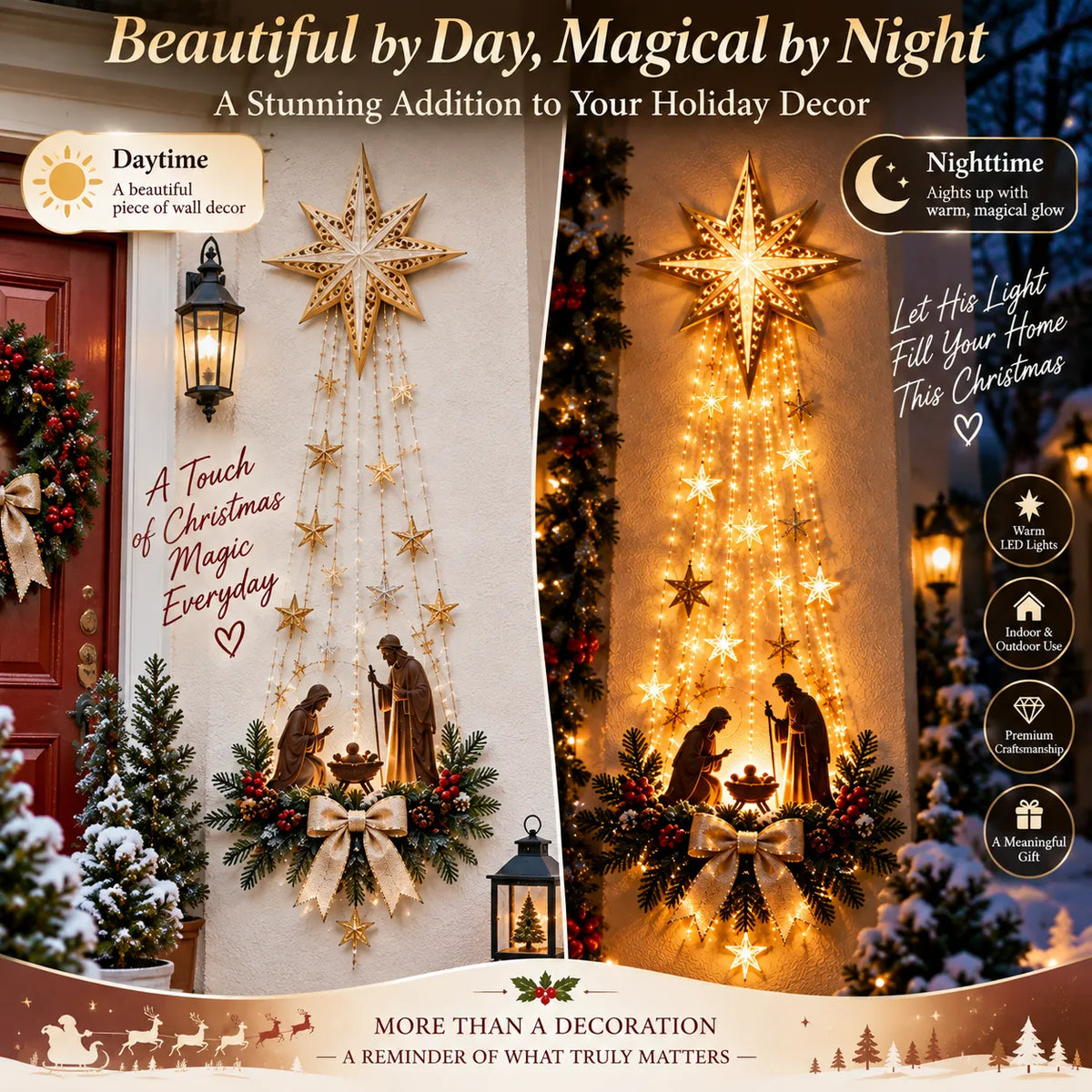 ✨Last Day 49% OFF✨✝️ Bethlehem Star of Faith™ – Lighted Nativity Wall Decor
