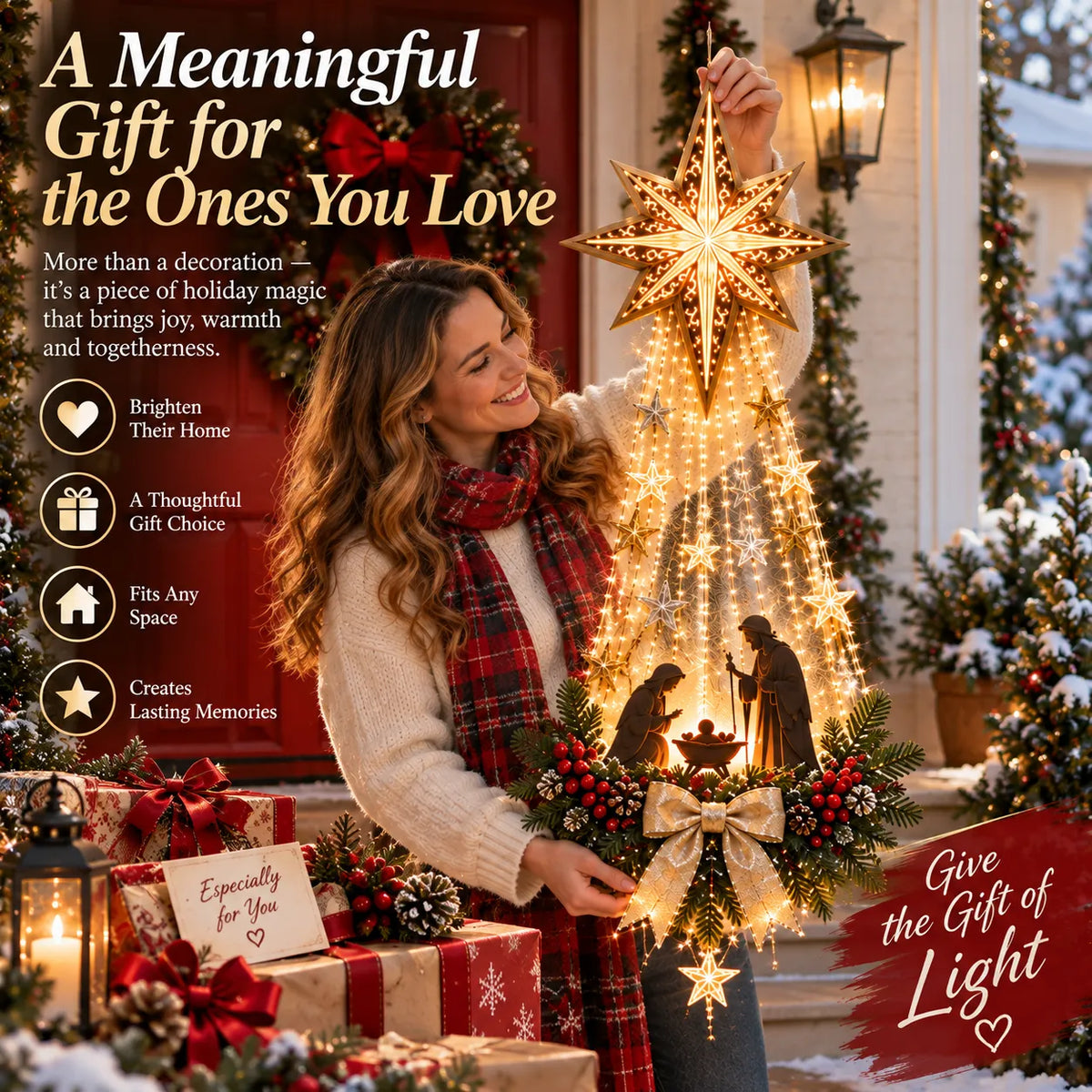 ✨Last Day 49% OFF✨✝️ Bethlehem Star of Faith™ – Lighted Nativity Wall Decor
