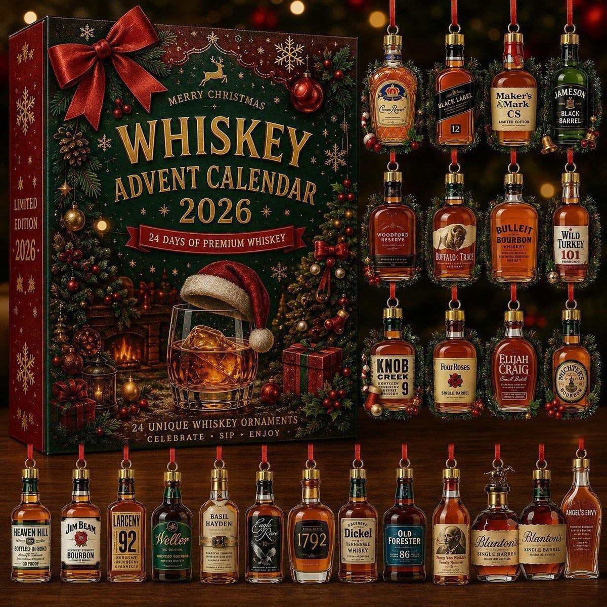 2026 Santa Hat Whisky acrylic decoration advent calendar — no alcohol included