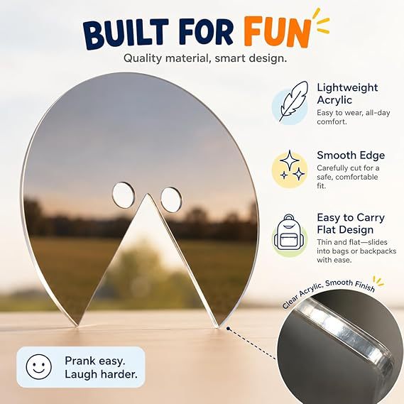 Funny reflective face mask prop for creative selfies