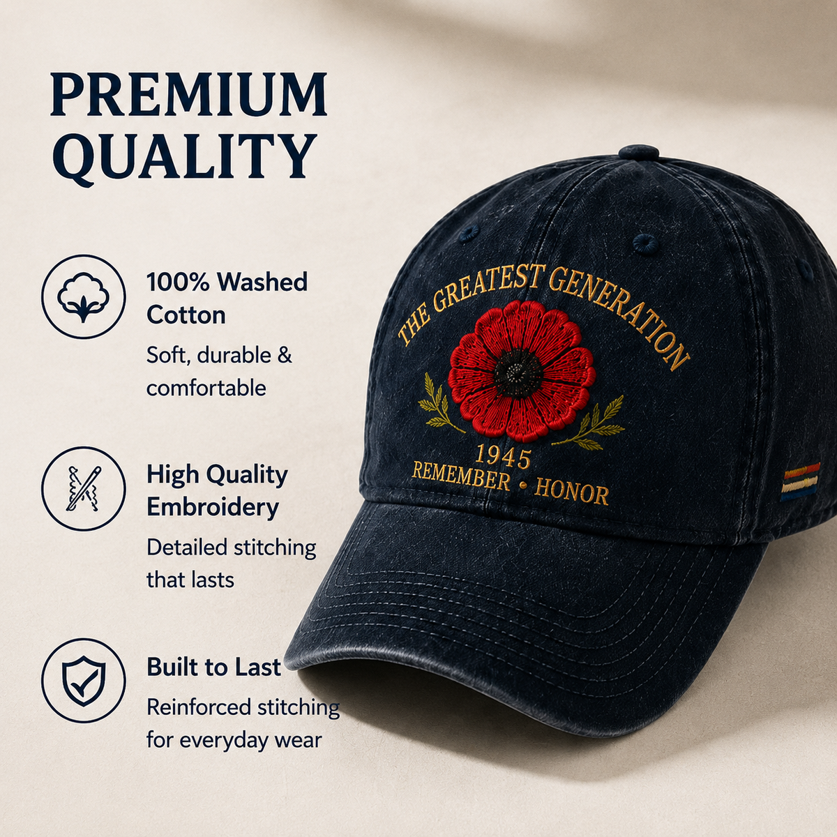 🎖️🌺 The Legacy of a Generation – Poppy Hat in Memory of 1945