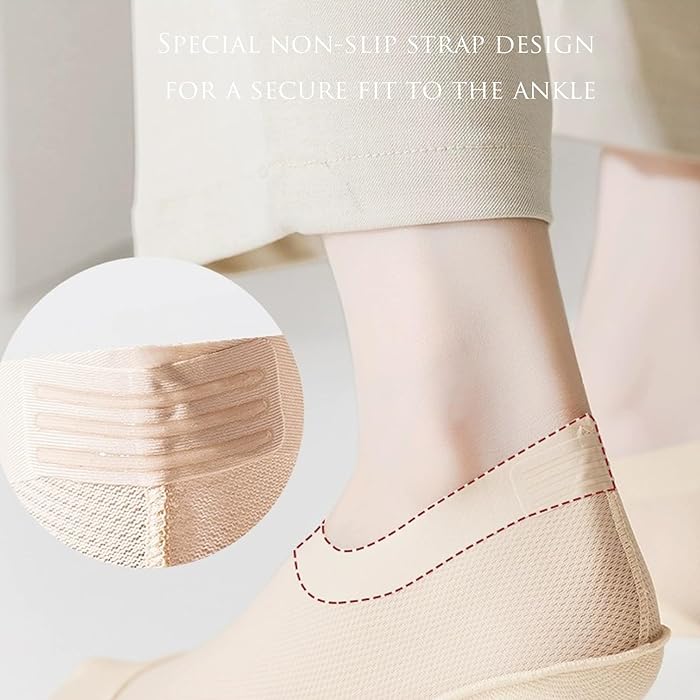 🔥Ultra Thin Liner Socks Non Slip ComBed Cotton No Show Socks（3 pairs）