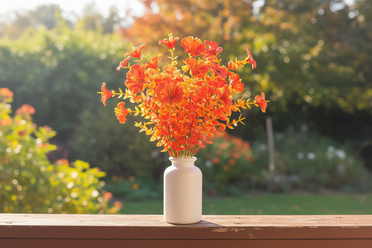 Autumn Glow Faux Flower Bouquet - Hero Garden Scene